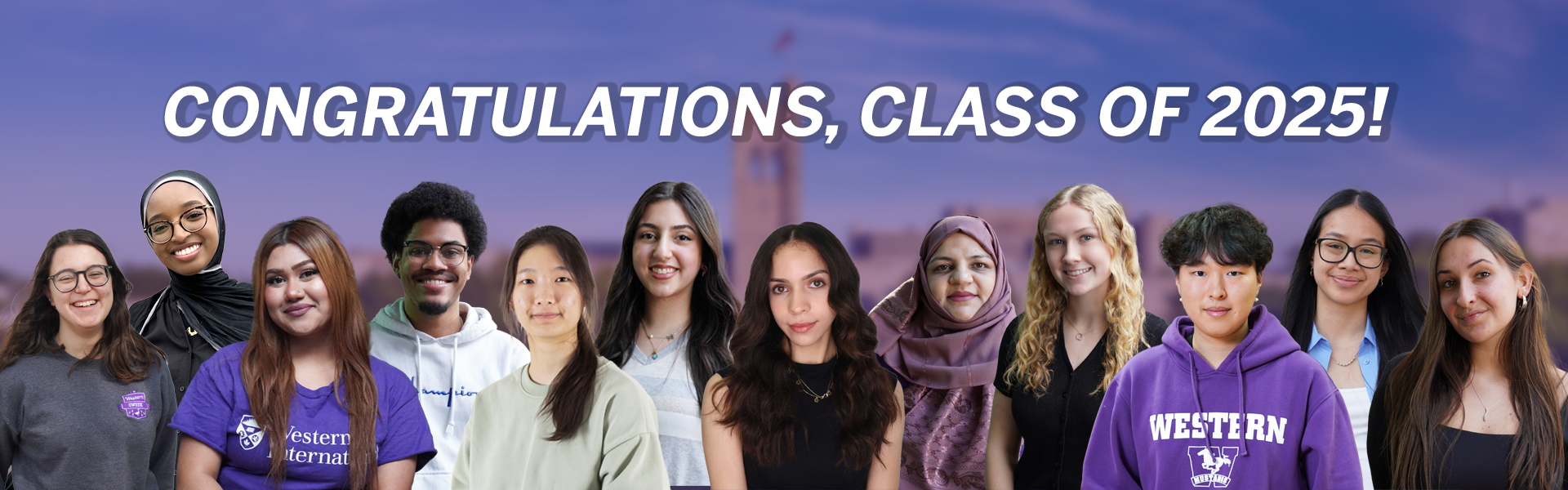 Text that says "Congratulations class of 2025" with students smiling in the background